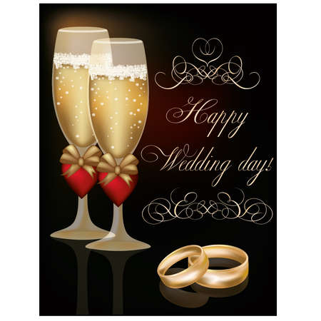 Happy Wedding day greeting card, vector illustrationのイラスト素材
