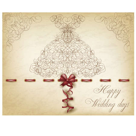 Happy Wedding day greeting postcard illustrationのイラスト素材