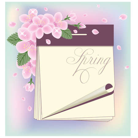 Floral spring calendar, vector illustrationのイラスト素材