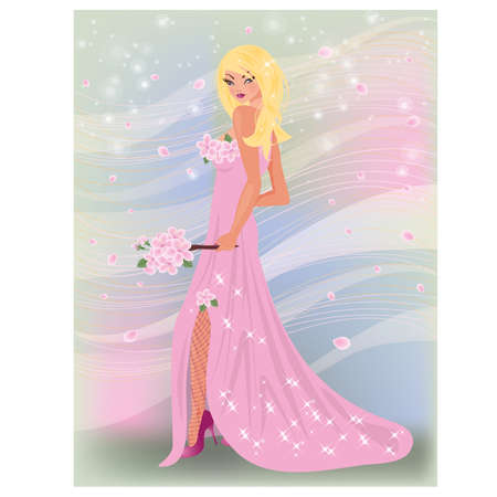 Spring sexy girl, vector illustrationのイラスト素材