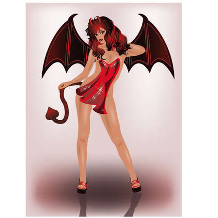Sexual devil girl, vector illustrationのイラスト素材