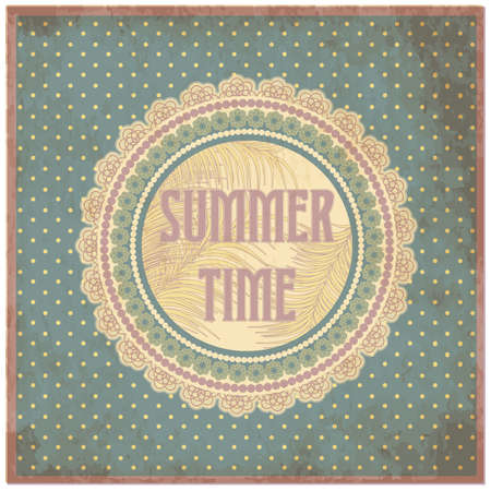 Summer time card in vintage style, vector illustrationのイラスト素材
