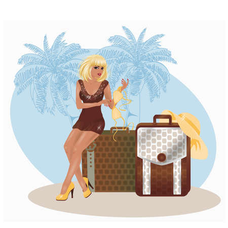 Blonde summer sexual travel girlのイラスト素材