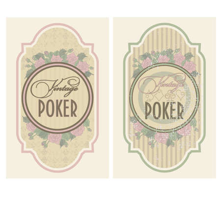 Set vintage poker label, vector illustrationのイラスト素材