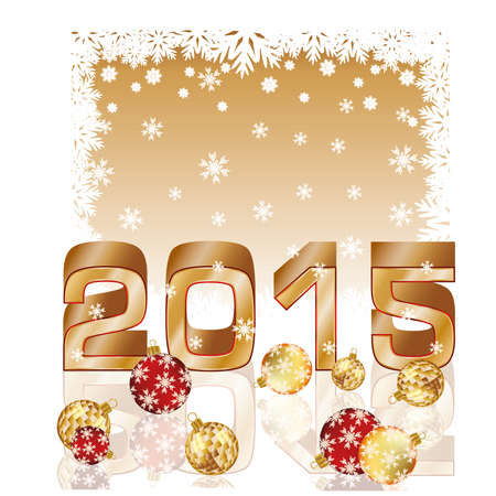 New 2015 year postcard with xmas balls, vector illustrationのイラスト素材