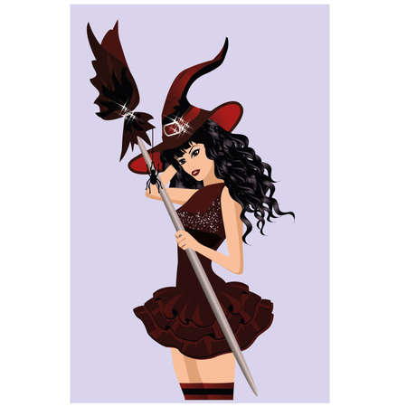 Halloween girl witch, illustrationのイラスト素材