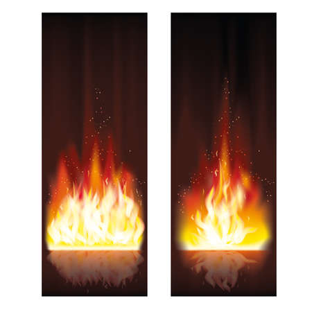 Fire flame banners illustrationのイラスト素材