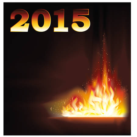 New 2015 Year fire flame background illustrationのイラスト素材
