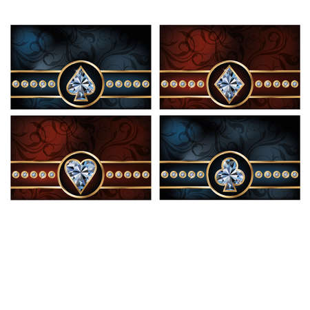 Set brilliant poker cards, vector illustrationのイラスト素材