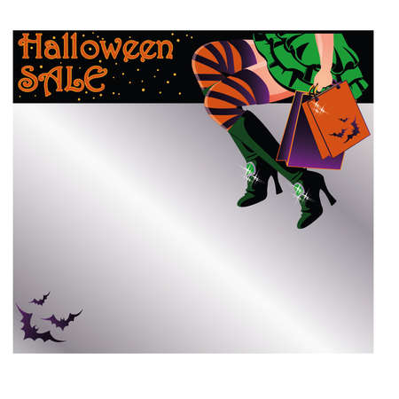 Halloween sale shopping invitation postcardのイラスト素材