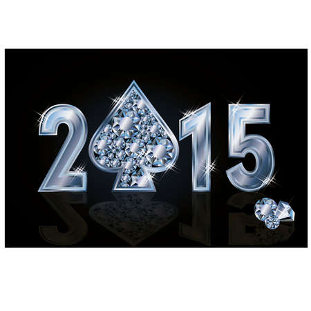 Happy 2015 New year diamond poker spade, illustrationのイラスト素材