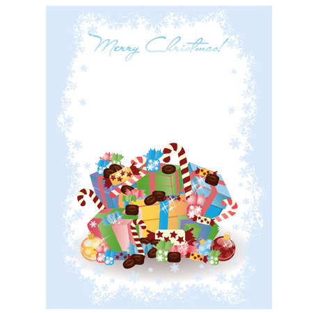 Merry Christmas invitation card with candy, vector illustrationのイラスト素材