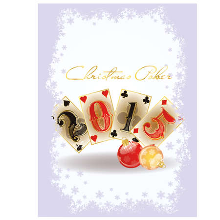 Happy Christmas casino card, vector illustrationのイラスト素材