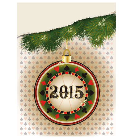 Happy new 2015 year casino poker chip, vector illustrationのイラスト素材