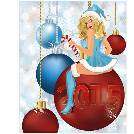 Happy New 2015 year Santa girl. vector illustrationのイラスト素材