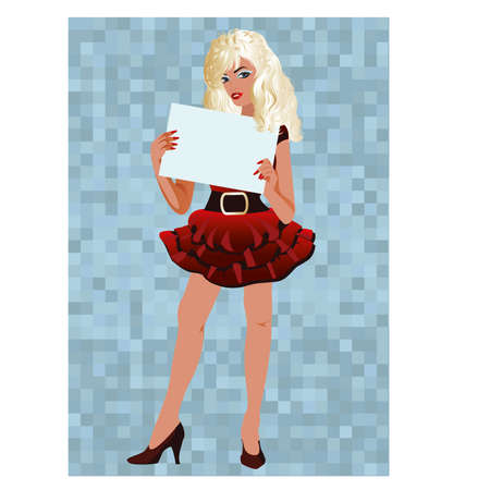 Blonde girl with paper, vector illustrationのイラスト素材