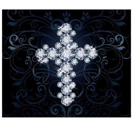 Diamond Christian Cross invitation card illustrationのイラスト素材