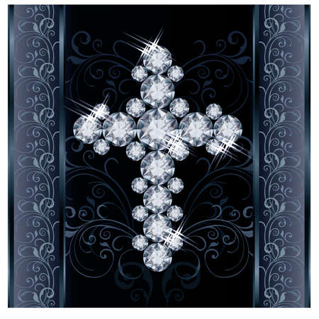 Diamond Christian Cross greeting card illustrationのイラスト素材