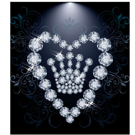 Diamond Queen crown and heart, vector illustrationのイラスト素材