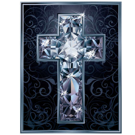 Christian Cross diamond card, vector illustrationのイラスト素材
