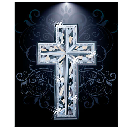 Christian diamonds Cross card, vector illustrationのイラスト素材