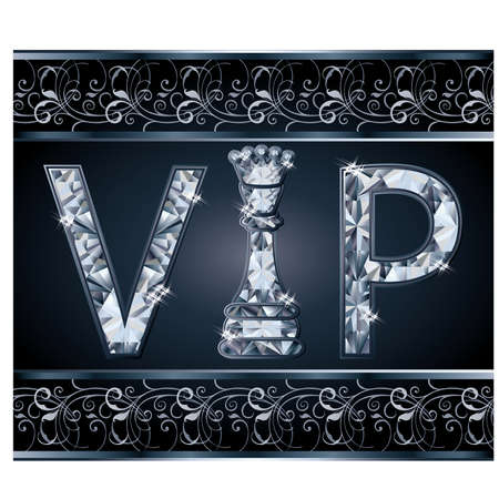 Diamond VIP chess present card, vector illustrationのイラスト素材