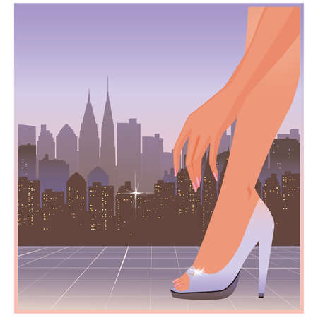 Urban Spring girl, vector illustrationのイラスト素材