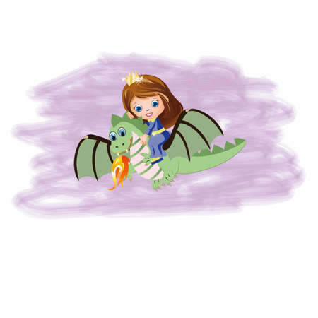 Little princess and magic dragonのイラスト素材