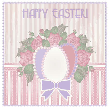 Happy Easter invitation vintage card, vector illustrationのイラスト素材