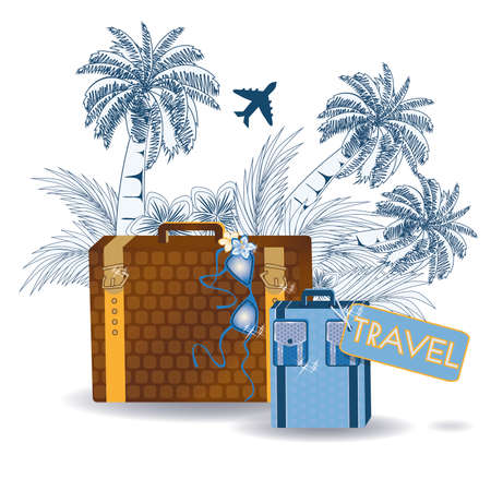 Summer travel greeting card, vector illustrationのイラスト素材