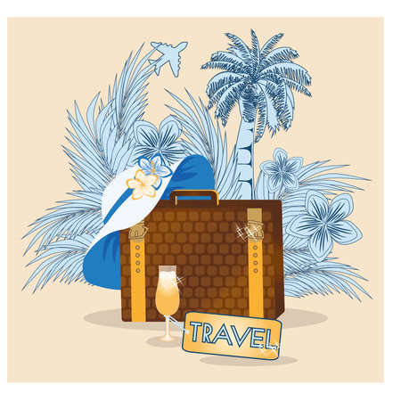 Summer travel congratulations card, vector illustrationのイラスト素材