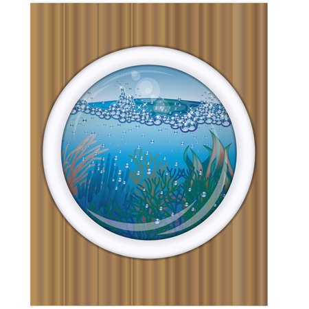 Ship porthole underwater cover design  vector illustrationのイラスト素材