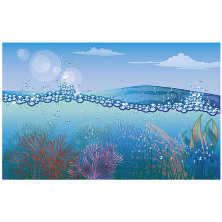 Underwater nature background  vector illustrationのイラスト素材