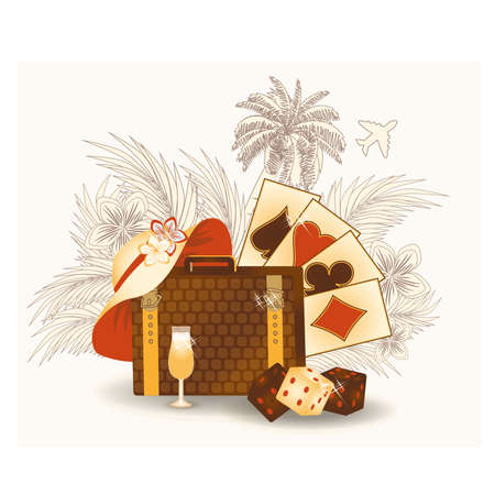 Summer travel poker postcard illustrationのイラスト素材