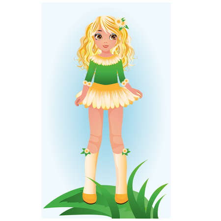 Camomile young girl, vector illustrationのイラスト素材