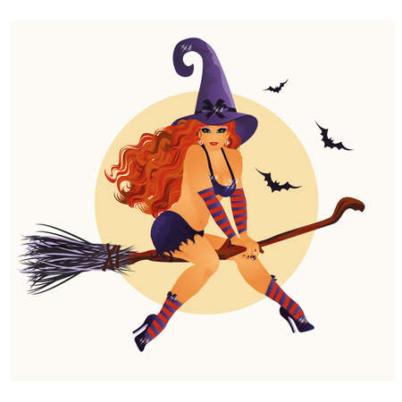 Halloween sexy witch, vector illustrationのイラスト素材