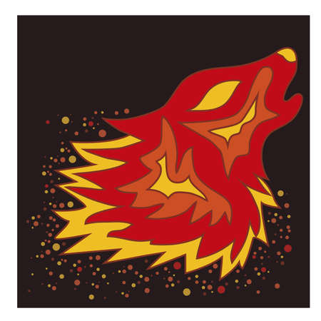 Tattoo Fire Wolfのイラスト素材