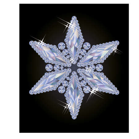 Elegant snowflake with diamonds, vector illustrationのイラスト素材