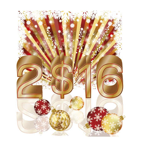 Golden dollar 2016 new year card, vector illustrationのイラスト素材