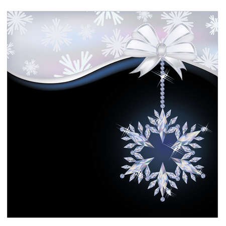 Winter wallpaper with diamond snowflake, vector illustrationのイラスト素材