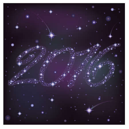 Starry New 2016 Year card, vector illustration