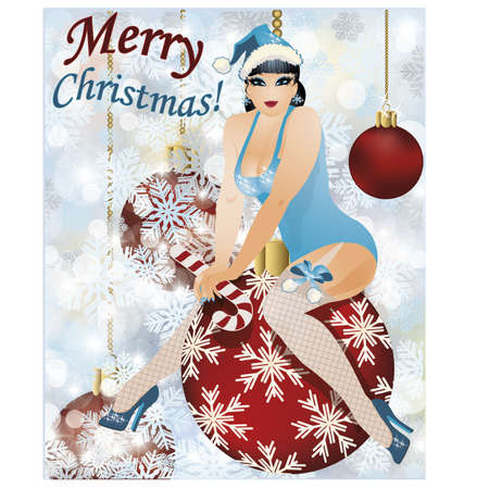 Merry Christmas santa girl wallpaperのイラスト素材