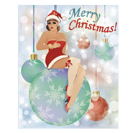 Merry Christmas sexual Santa Claus girlのイラスト素材