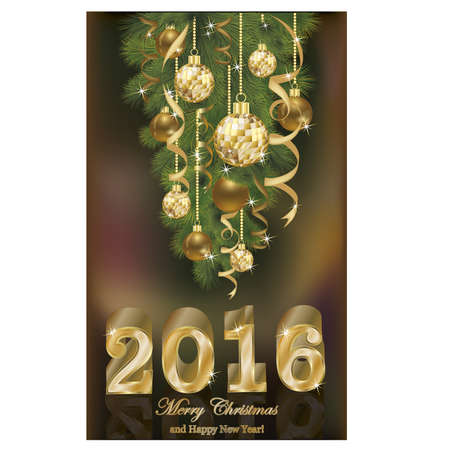 Merry Christmas and Happy new 2016 Year banner, vector illustration