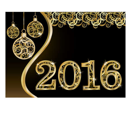 Happy New 2016 year invitation card, vector illustration