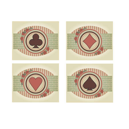 Set vintage poker cards, illustrationのイラスト素材
