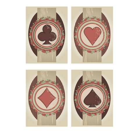 Set casino poker cards in vintage style, illustrationのイラスト素材