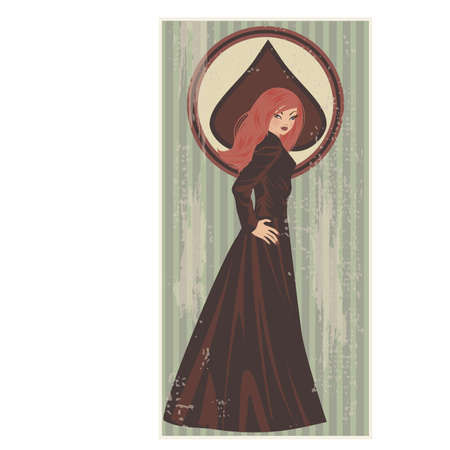 Poker Spades card with sexual girl, illustrationのイラスト素材