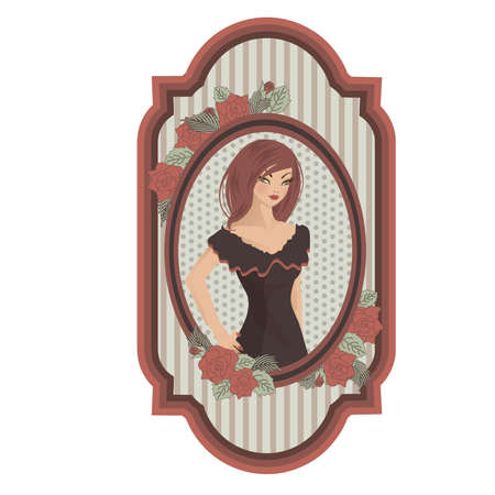 Vintage girl, illustrationのイラスト素材