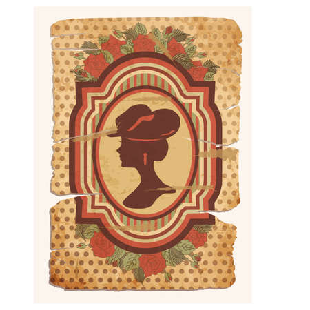 Vintage background with female silhouetteのイラスト素材